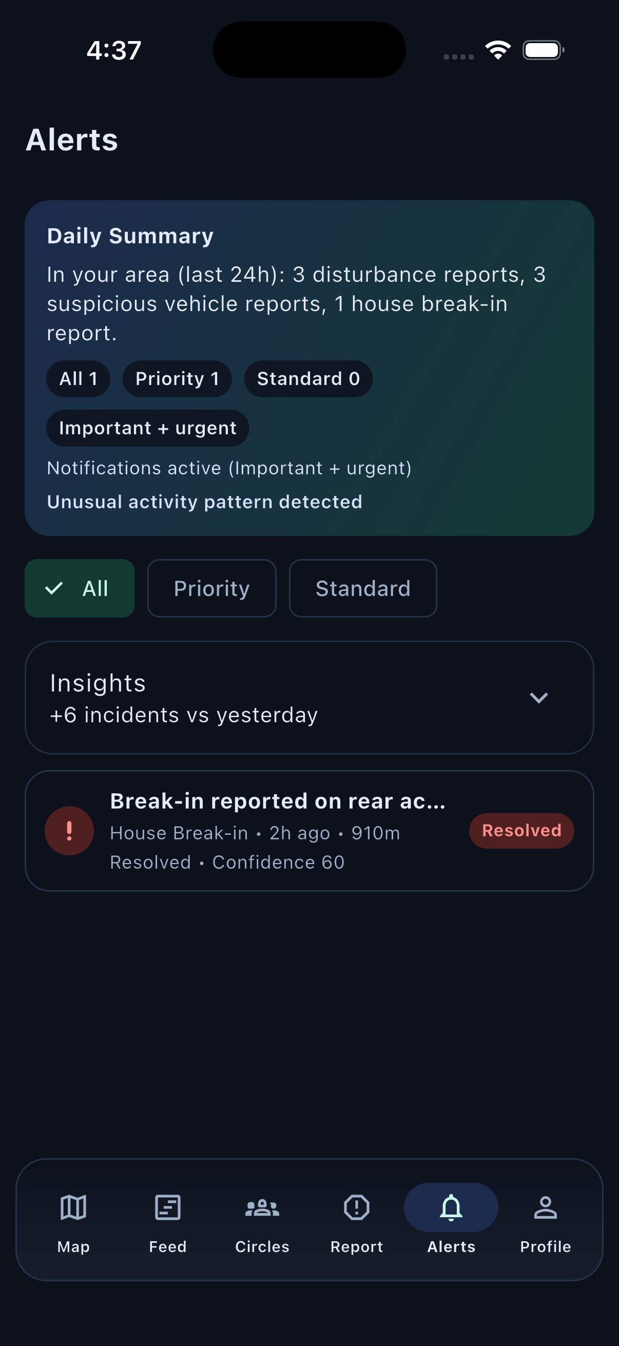 StreetShield HomeSafe readiness screen